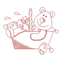 Redwork Bear and Fish 07(Md) machine embroidery designs