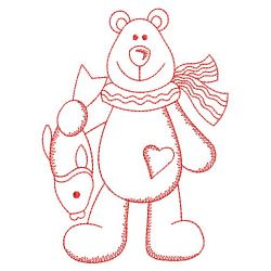 Redwork Bear and Fish 09(Md) machine embroidery designs