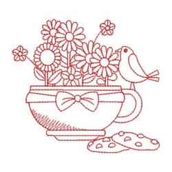 Redwork Country Tea Time 06(Sm) machine embroidery designs