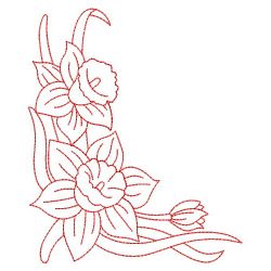 Redwork Daffodils 02(Lg) machine embroidery designs