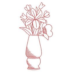 Redwork Flower Vases 10(Sm) machine embroidery designs