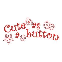 Redwork Cute As A Button 08(Sm) machine embroidery designs