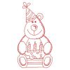 Redwork Birthday Bear 05(Lg)